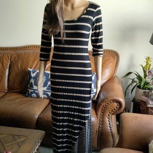 FINN & CLOVER Stripped Bodycon Stretch Maxi Dress Size M